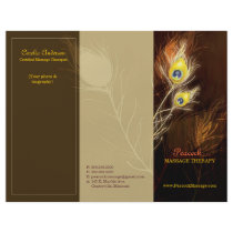 Gold Peacock Feathers Tri Fold Business Brochures flyers