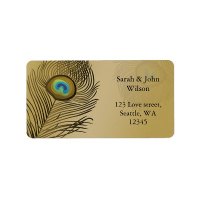 gold peacock wedding custom address label