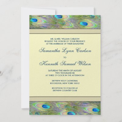 Gold Peacock Wedding Invitations by decembermorning