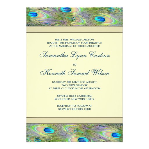 Gold Peacock Wedding Invitations