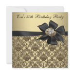 Gold Pearl Black Damask 50th Birthday Party Custom Announcement