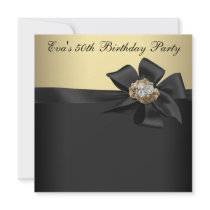 Gold Pearl Black Gold 50th Birthday Party Invitati Invites