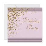 Gold Pearl Swirl Womans Pink Gold Birthday Party invitations