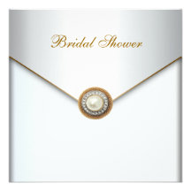 Gold Pearl White Bridal Shower Personalized Invite
