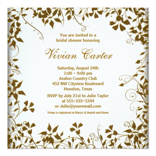 Gold Pearl White Bridal Shower Personalized Invite