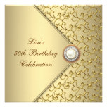 Gold Pearl Womans 50th Birthday Party Personalized Invitation