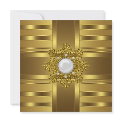 Gold Pearl Womans Gold 50th Birthday Party invitation