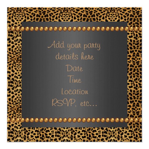 Gold Pearls Leopard Girls 18th Birthday Party Personalized Invitation