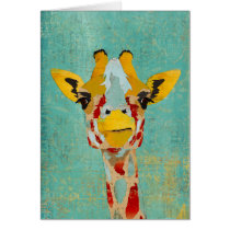 Gold Peeking Giraffes  Notecard cards
