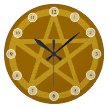 Gold Pentacle Round Clocks