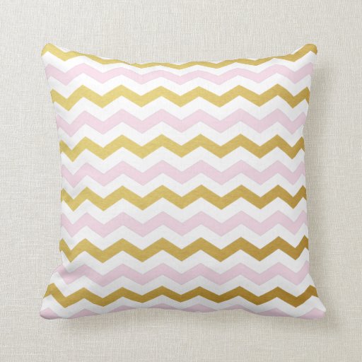 Gold & Pink Chevron Pattern Throw Pillows Zazzle
