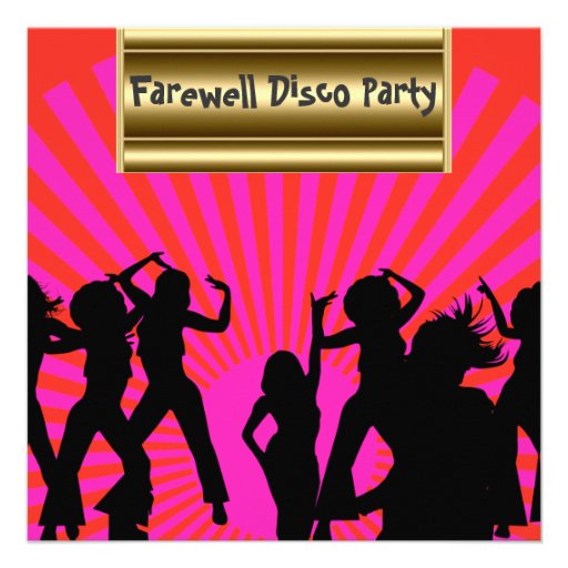 Gold pink Popular Disco Farewell Invitation (front side)