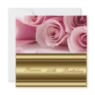 Gold pink Popular Elegant 50th Birthday Invitation invitation