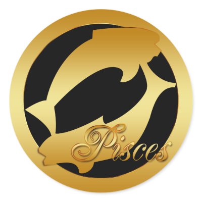 Gold Pisces Zodiac Sign Stickers