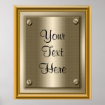 Gold Plaque Poster Print Sign