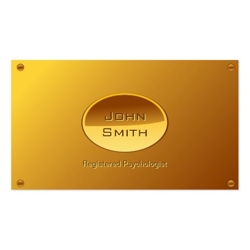 Gold Plated Psychologist business card (front side)