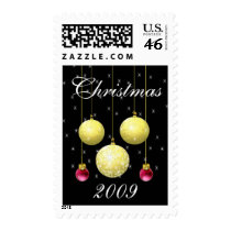 Gold & Plum Christmas Ornaments with Stars postage by samack Gold & Plum Christmas Ornaments with Stars postage