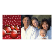 Gold & Plum Ornaments Family Photo Custom Photo Card