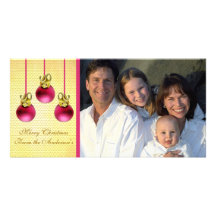 Gold & Plum Ornaments Family Photo Picture Card