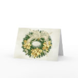 Gold Poinsetta Christmas Wreath Card