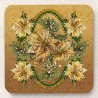 Gold Poinsettias Coasters