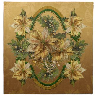 Gold Poinsettias Cloth Napkins