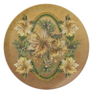 Gold Poinsettias Plate