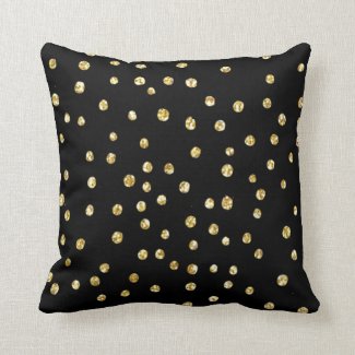 Gold Polka Dot Throw Pillow