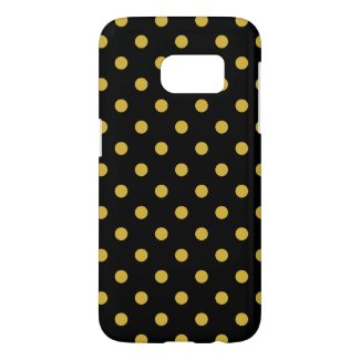 Gold Polka Dots on a Black Background Samsung Galaxy S7 Case