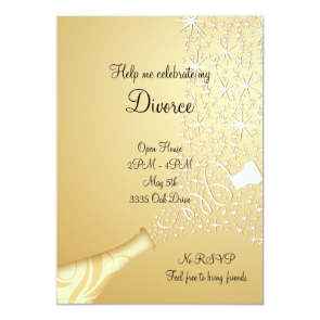 Gold Popping Champagne Divorce Invitation