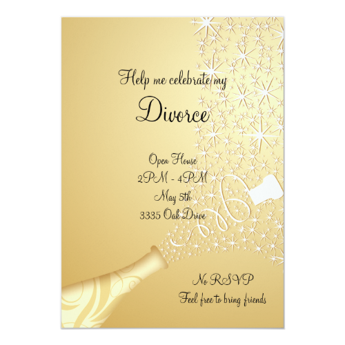 Gold Popping Champagne Divorce Invitation