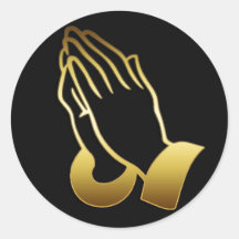 GOLD PRAYING HANDS ROUND STICKERS