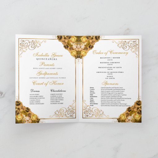 Gold Princess Tiara Quinceanera Program Zazzle