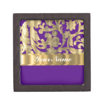Gold & purple floral damask pattern premium gift box