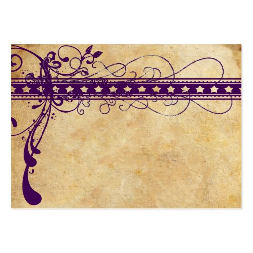 Gold & Purple Funky Swirl Place Card Business Card (back side)
