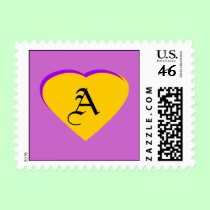 Gold - Purple Heart Letter A The MUSEUM Zazzle S postage