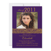 Gold & Purple Photo Graduation Invitation