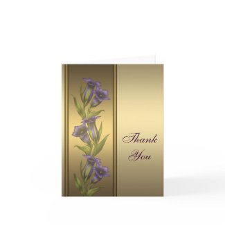 Gold Purple Violets Gold Thank You Card card