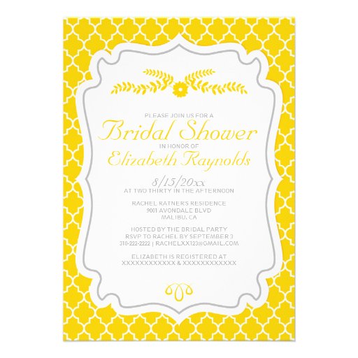 Gold Quatrefoil Bridal Shower Invitations