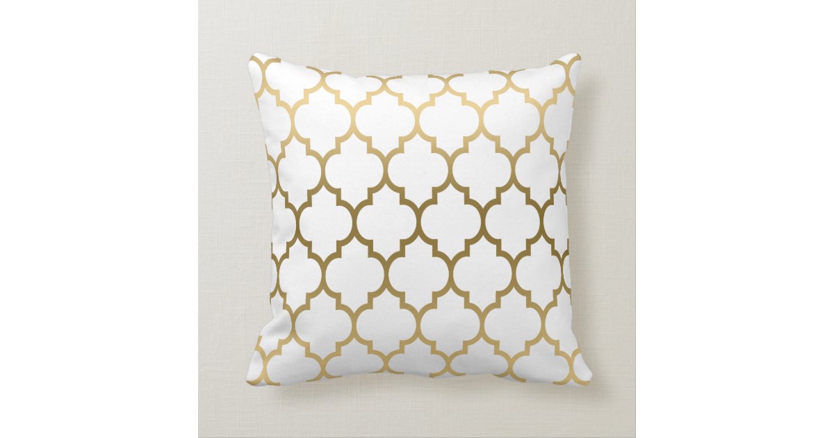 Gold Quatrefoil Pattern Custom Background Throw Pillow Zazzle