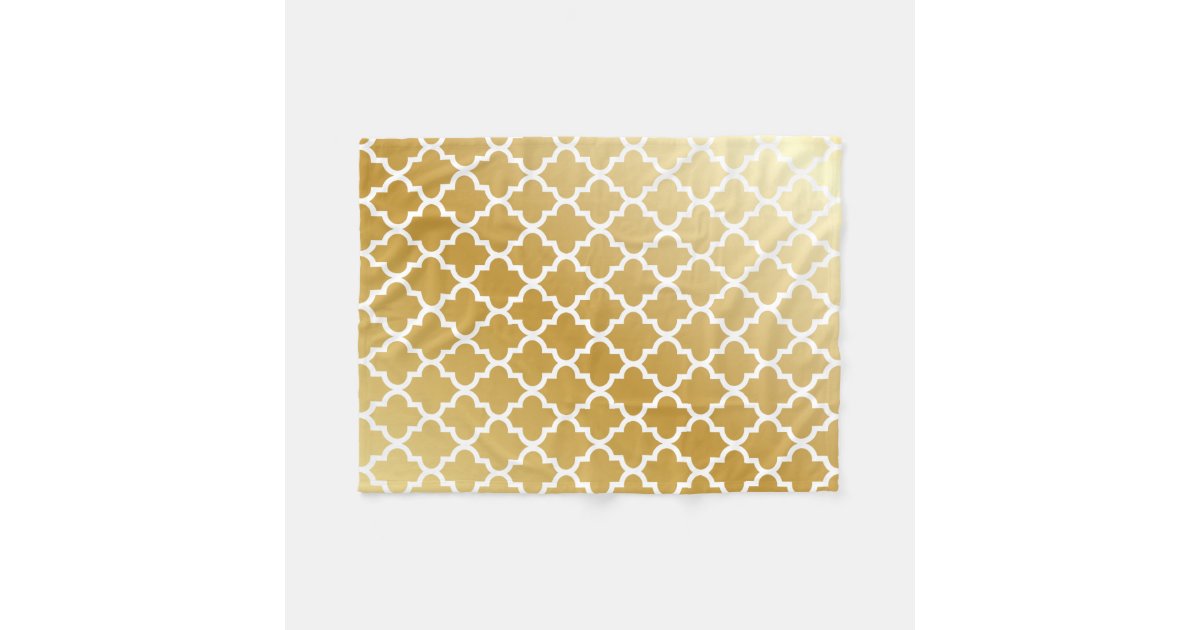 Gold Quatrefoil Pattern Fleece Blanket Zazzle