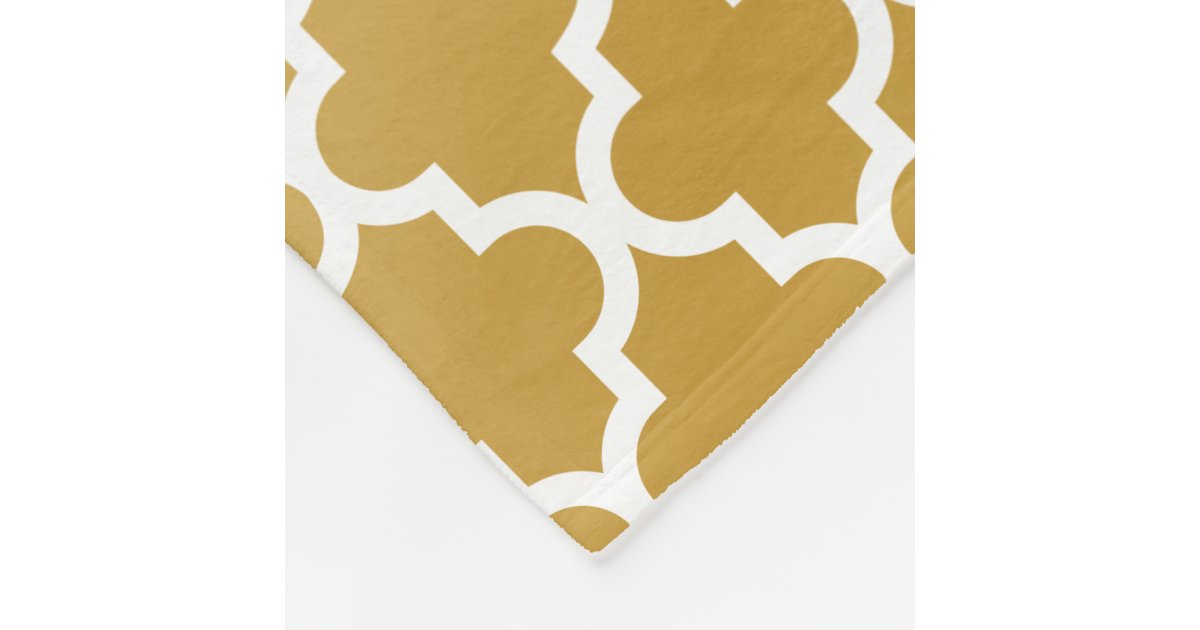 Gold Quatrefoil Pattern Fleece Blanket Zazzle