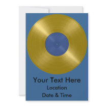 Gold Record with Blue Label Invitations