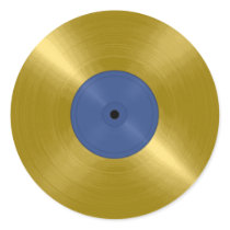 Gold Record with Blue Label Round Sticker