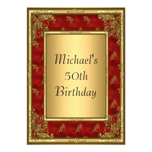 Gold Red Art Deco Frame Invitation