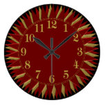 Gold Red Black Sun Wall Clock