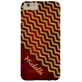 Gold Red Chevron Personalized Barely There iPhone 6 Plus Case