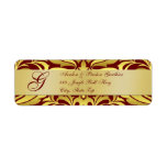 Gold & Red Damask Christmas Address Labels