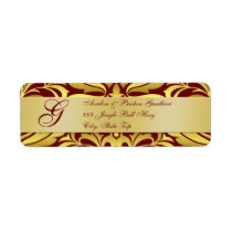 Gold & Red Damask Christmas Address Labels