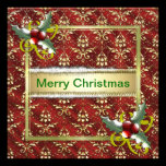 Gold Red Damask Christmas Template invitations